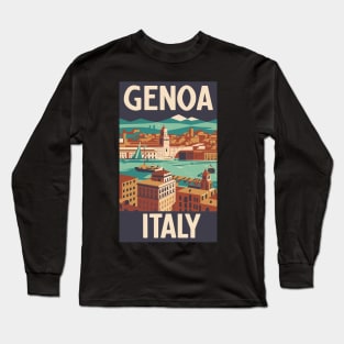 A Vintage Travel Art of Genoa - Italy Long Sleeve T-Shirt